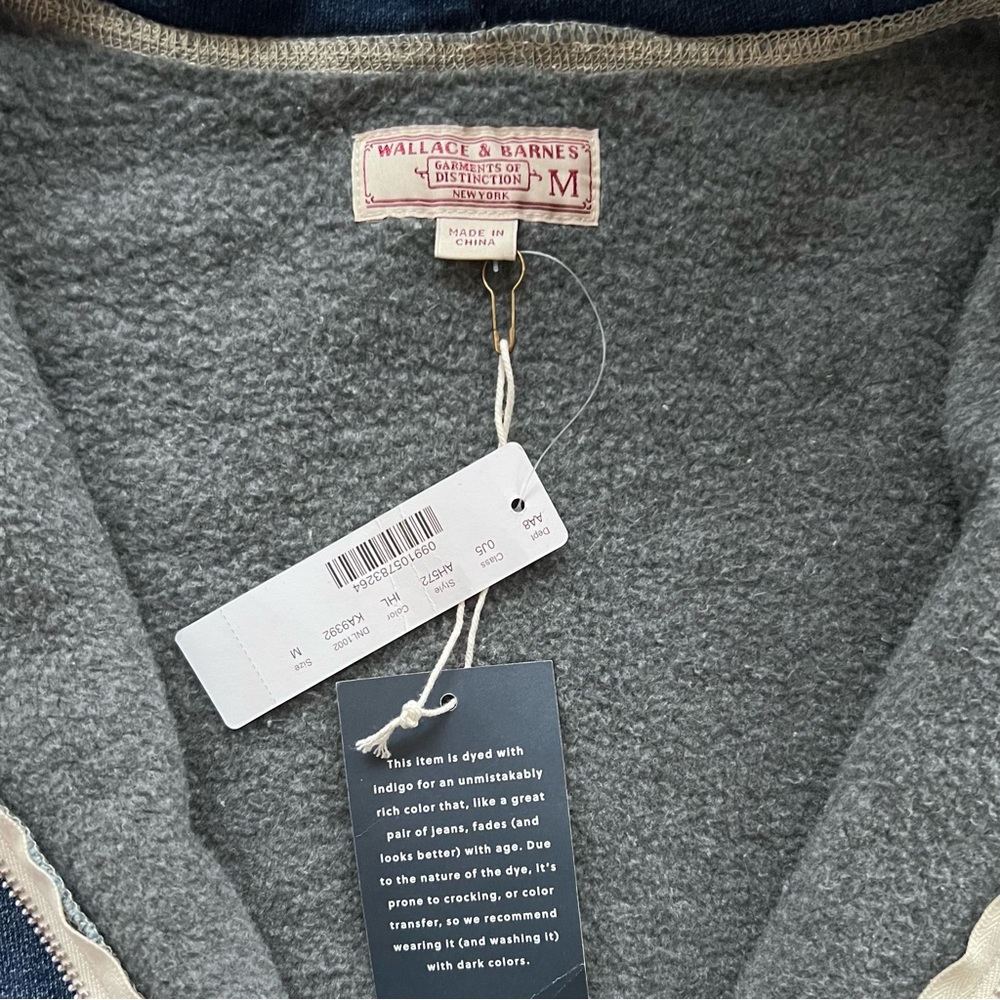 J.Crew Wallace & Barnes Full-Zip Hoodie in Indigo Wash (M) New With Tags - Picture 5 of 8